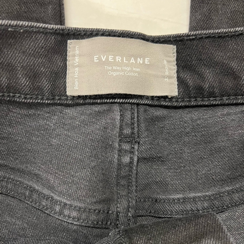 Everlane Womens Coal Black The Way High Straight Leg Raw Hem Jeans Size 32 - Picture 8 of 13